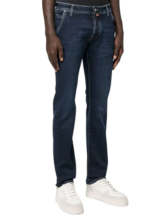 Jacob Cohen Elegant Blue Denim with Suede Accent