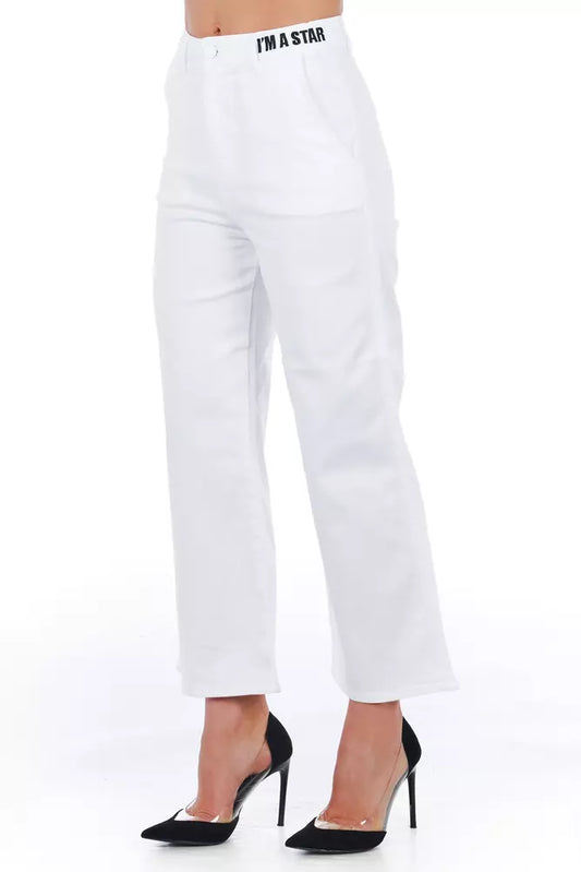 Frankie Morello White Cotton Women's Cropped Trouser