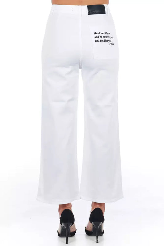 Frankie Morello White Cotton Women's Cropped Trouser