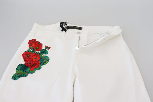 Dolce & Gabbana Elegant White Mid Waist Skinny Jeans