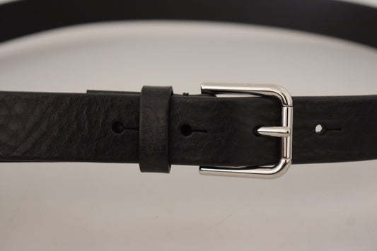 Dolce & Gabbana Elegant Black Leather Belt with Metal Buckle