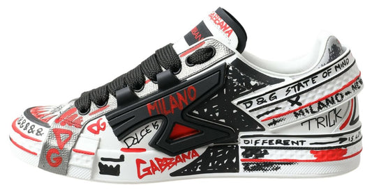 Dolce & Gabbana Multicolor Hand-Painted Leather Sneakers