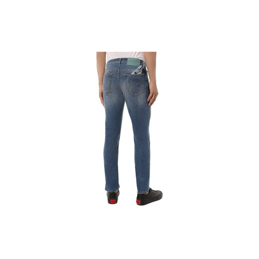 Jacob Cohen Light Blue Cotton Men Jeans with Stretch Fit