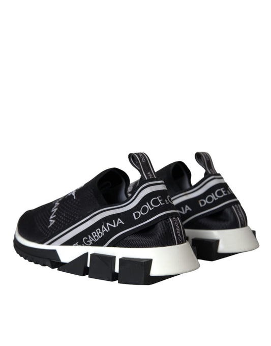 Dolce & Gabbana Black White Sorrento Slip On Sneakers Shoes