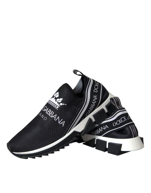Dolce & Gabbana Black White Sorrento Slip On Sneakers Shoes