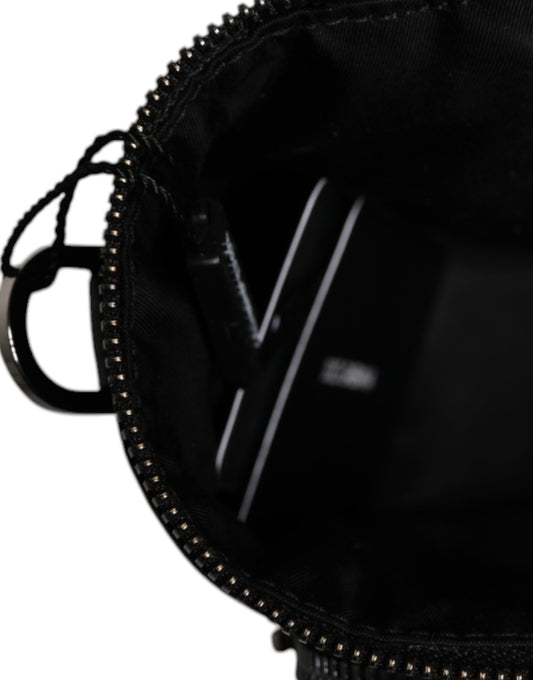 Dolce & Gabbana Black Leather Logo Purse Crossbody Camera Bag