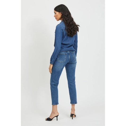 Vila Clothes Blue Cotton Shirt