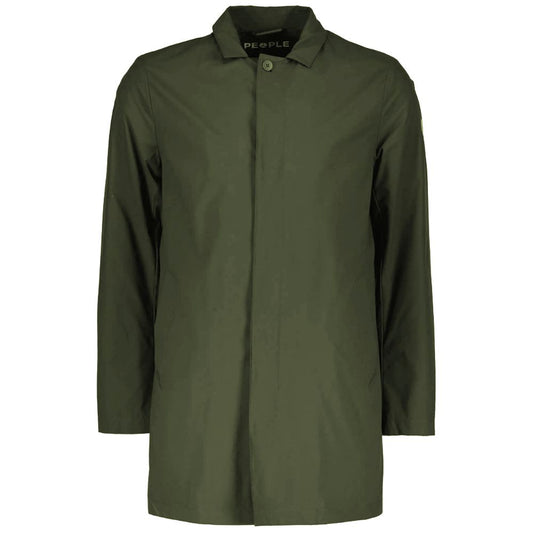 People Of Shibuya Green Recycled Polyester Men Trench Coat