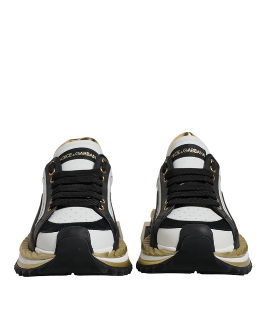 Dolce & Gabbana White Gold Black SUPER KING Sneakers Shoes