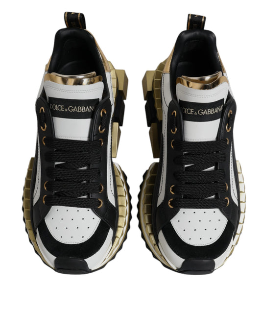 Dolce & Gabbana White Gold Black SUPER KING Sneakers Shoes