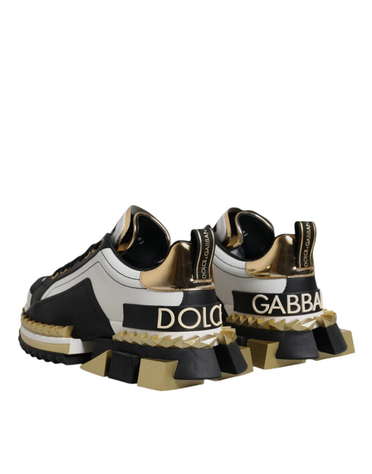 Dolce & Gabbana White Gold Black SUPER KING Sneakers Shoes