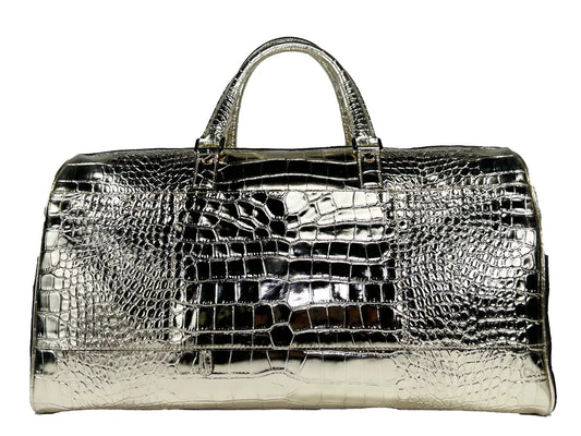 Michael Kors Bedford Travel XL Embossed Duffle Bag Weekender Gold
