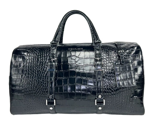 Michael Kors Bedford Travel XL Embossed Duffle Bag Weekender Black