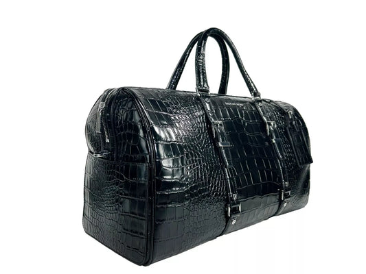 Michael Kors Bedford Travel XL Embossed Duffle Bag Weekender Black