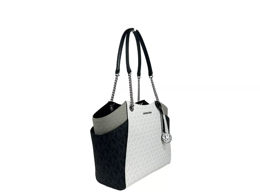 Michael Kors Jet Set Large Chain Shoulder Tote Bag Optic White Multi