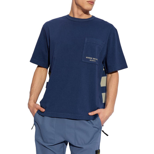 Stone Island Blue Cotton T-Shirt