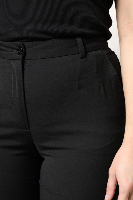 Dolce & Gabbana Black Polyester High Waist Slim Pants