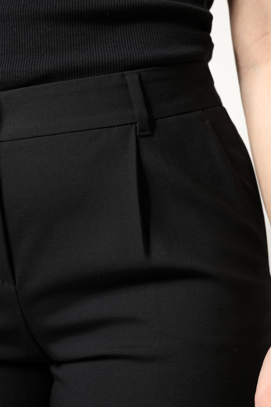 Dolce & Gabbana Black Wool High Waist Boot Cut Dress Pants