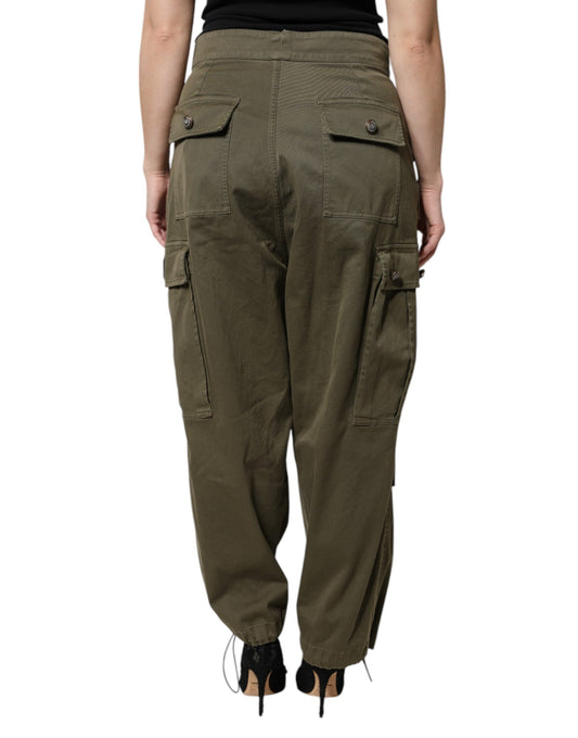Dolce & Gabbana Army Green High Waist Cargo Pants