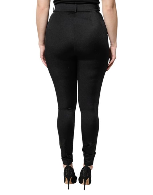 Dolce & Gabbana Black Nylon High Waist Slim Fit Pants