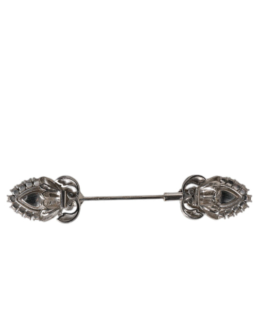 Dolce & Gabbana 925 Sterling Silver Crystals Collar Brooch Accessory Pin
