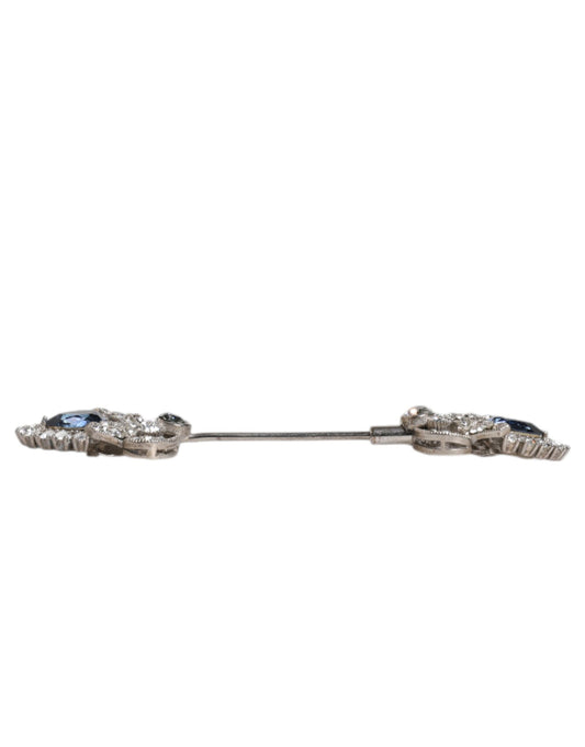 Dolce & Gabbana 925 Sterling Silver Crystals Collar Brooch Accessory Pin
