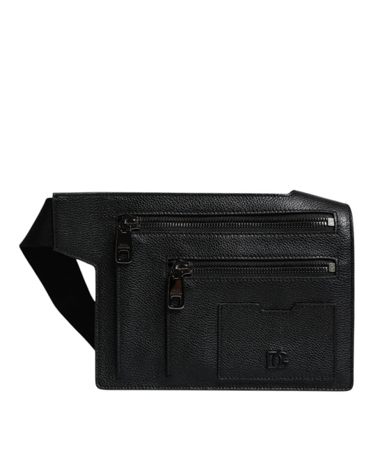 Dolce & Gabbana Black Calfskin Leather Messenger Crossbody Bag