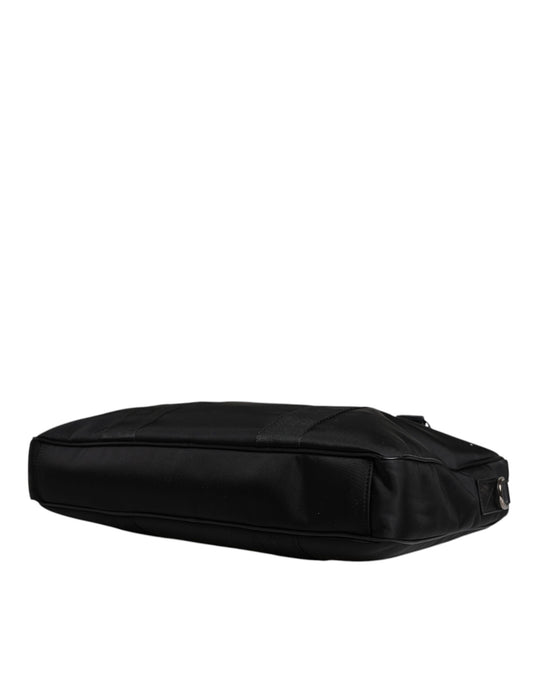 Dolce & Gabbana Black Leather Document Briefcase Top Handle Bag