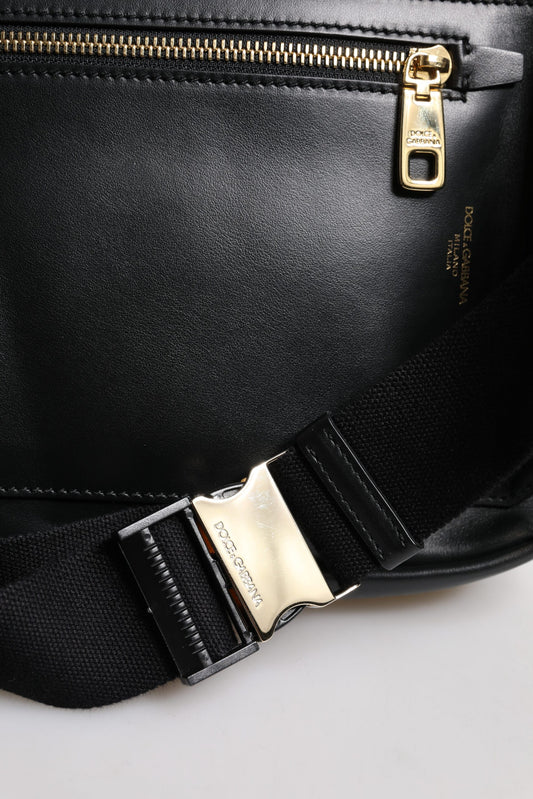 Dolce & Gabbana Black Logo Leather Belt Waist Shoulder Men Crossbody Bag
