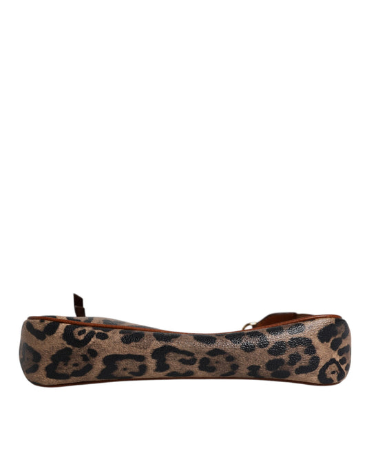Dolce & Gabbana Brown Leopard Leather Shoulder Chain Strap Bag