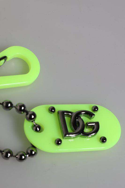 Dolce & Gabbana Green Springy Key Holder DG Logo Men's Keychain Keyring
