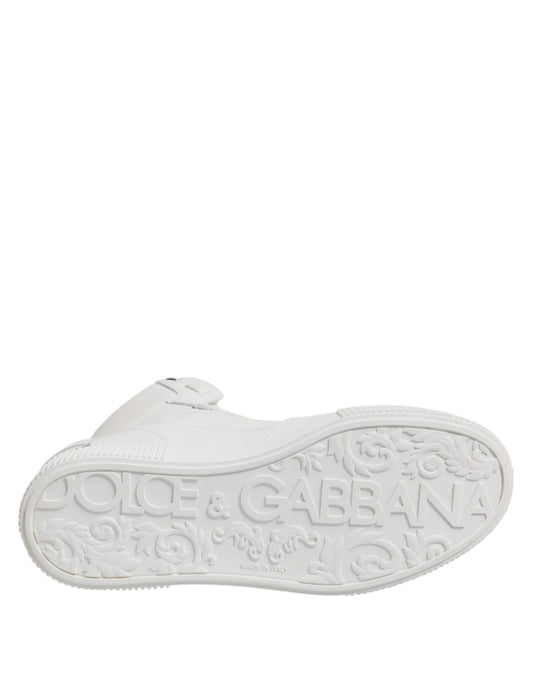 Dolce & Gabbana White Leather High Top Sneakers Shoes