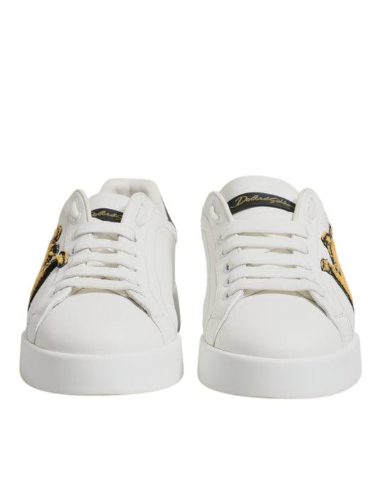 Dolce & Gabbana White Royal Crown Low Top Sneakers Shoes