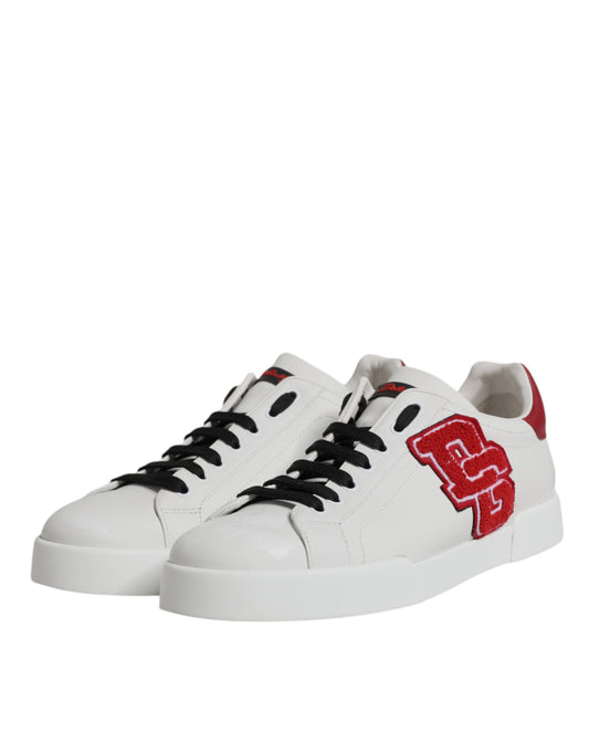 Dolce & Gabbana White Red DG Patch Low Top Sneakers Shoes