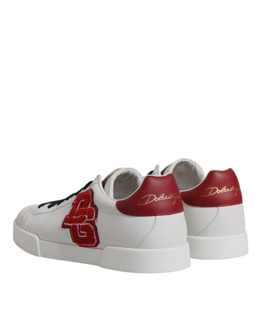 Dolce & Gabbana White Red DG Patch Low Top Sneakers Shoes