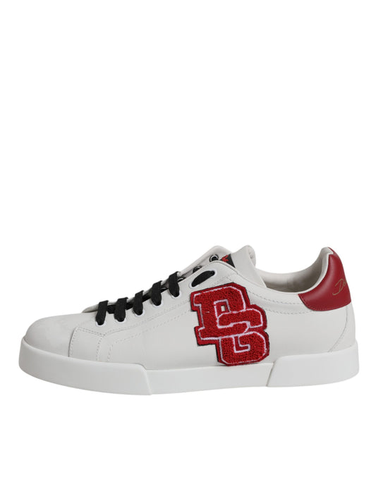 Dolce & Gabbana White Red DG Patch Low Top Sneakers Shoes