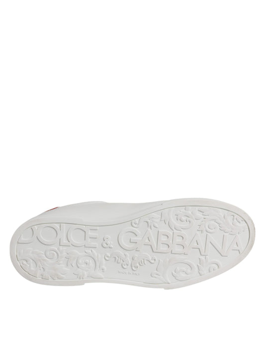 Dolce & Gabbana White Red DG Patch Low Top Sneakers Shoes