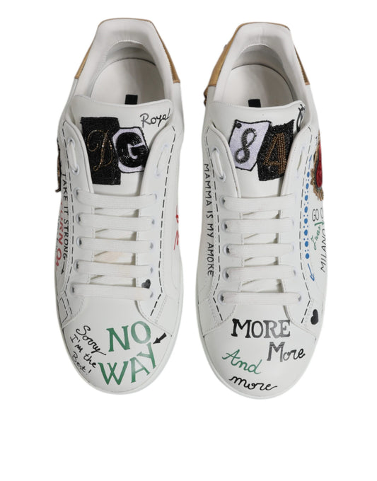Dolce & Gabbana White Sacred Heart Patch Sneakers Shoes