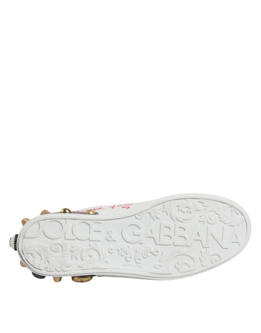 Dolce & Gabbana White Sacred Heart Patch Sneakers Shoes