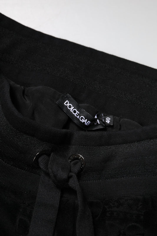 Dolce & Gabbana Black All-Over DG Logo Print Jogger Pants