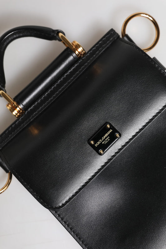 Dolce & Gabbana Black Calfskin Leather Logo Plaque Mini Bag