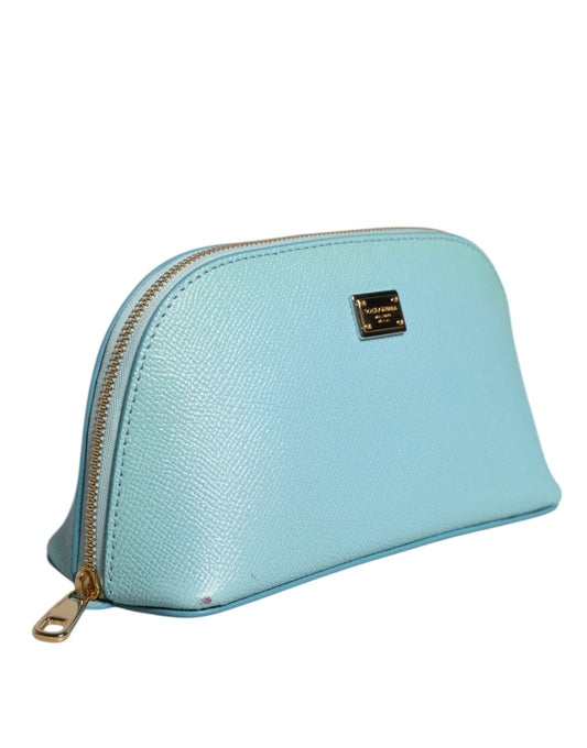 Dolce & Gabbana Light Blue Leather Handbag Clutch Mini Purse Pouch Bag