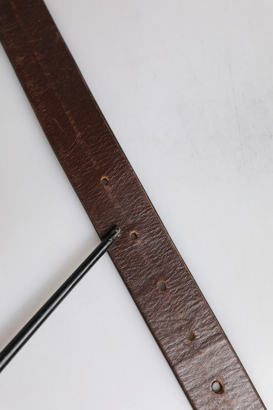 Dolce & Gabbana Brown Solid Leather Classic Waist Buckle Belt
