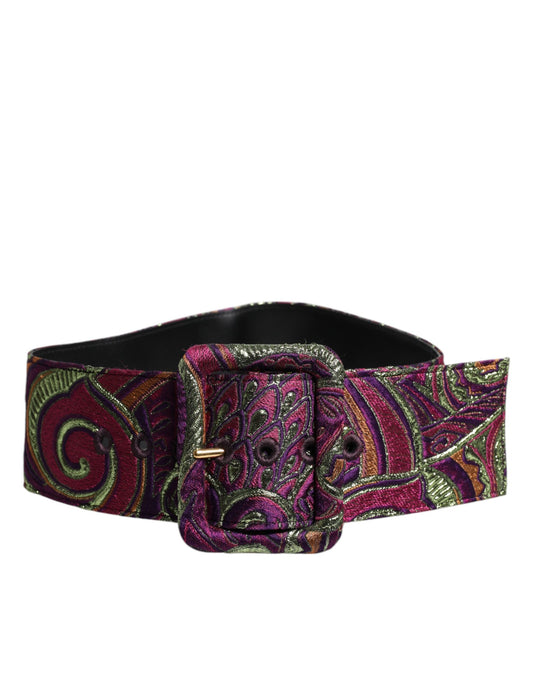 Dolce & Gabbana Multicolor Floral Jacquard Wide Waist Belt