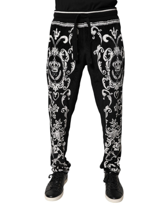 Dolce & Gabbana Black Bandana Cotton Jogger Pants