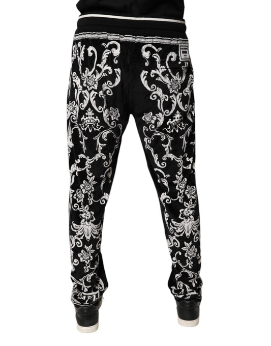 Dolce & Gabbana Black Bandana Cotton Jogger Pants
