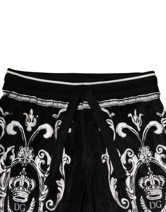 Dolce & Gabbana Black Bandana Cotton Jogger Pants