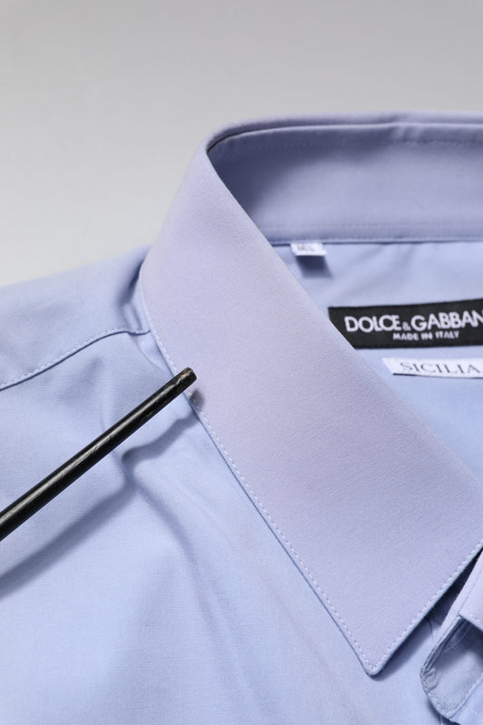 Dolce & Gabbana Light Blue Cotton SICILIA Dress Formal Shirt