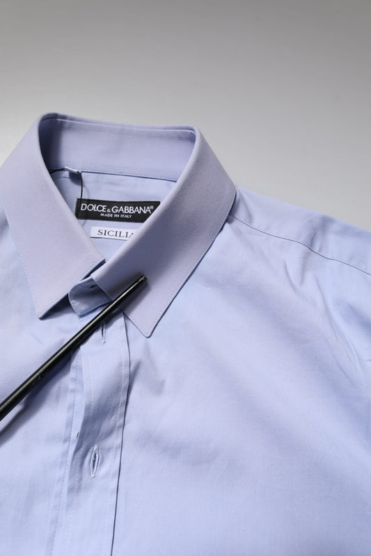 Dolce & Gabbana Light Blue Cotton SICILIA Dress Formal Shirt