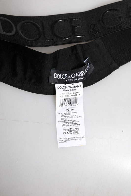 Dolce & Gabbana Black DG Logo Nylon Knitted Men Head Band Hat